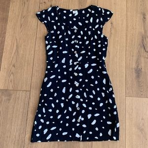 Aritzia Wilfred Capulet Mini Dress in Navy and White Splatter Print